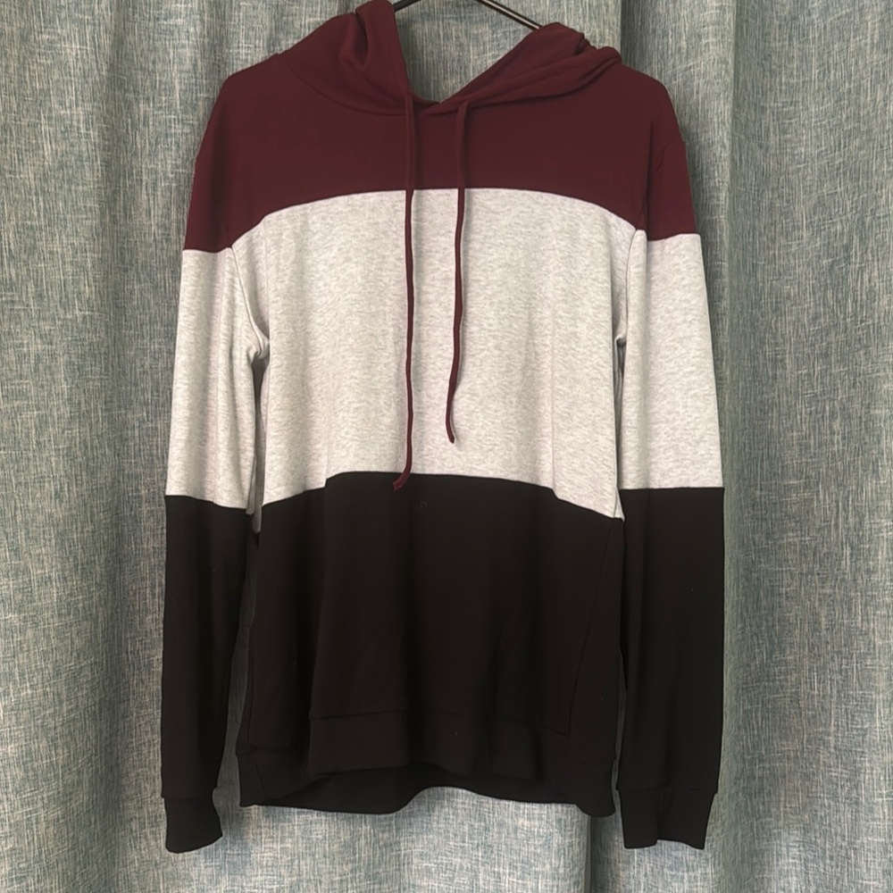 Colorblock Hoodie for Women - Maroon, Gray, and Black